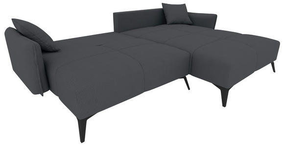 ECKSOFA  in Cord Dunkelgrau  253/180 cm  - Dunkelgrau/Schwarz, KONVENTIONELL, Textil/Metall (253/180cm) - Carryhome