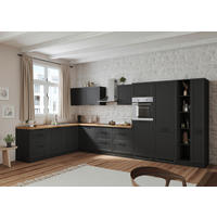 HÖRNKÖK 240/420 cm  i grå, ek Wotan  - ek Wotan/svart, Lifestyle, metall/trämaterial (240/420cm) - Held