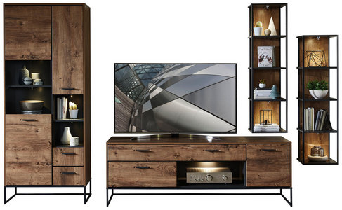 Wohnwand 4 Teilig Mit Metallgestellen Kaufen