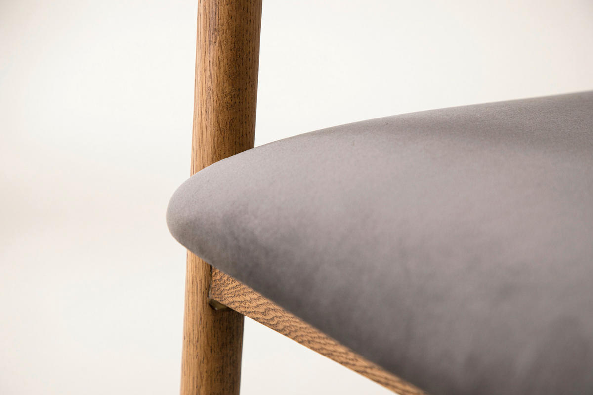 STOLSET 2 styck sammet  - brun/grå, Design, trä/textil (53/76,5/56cm) - Livetastic
