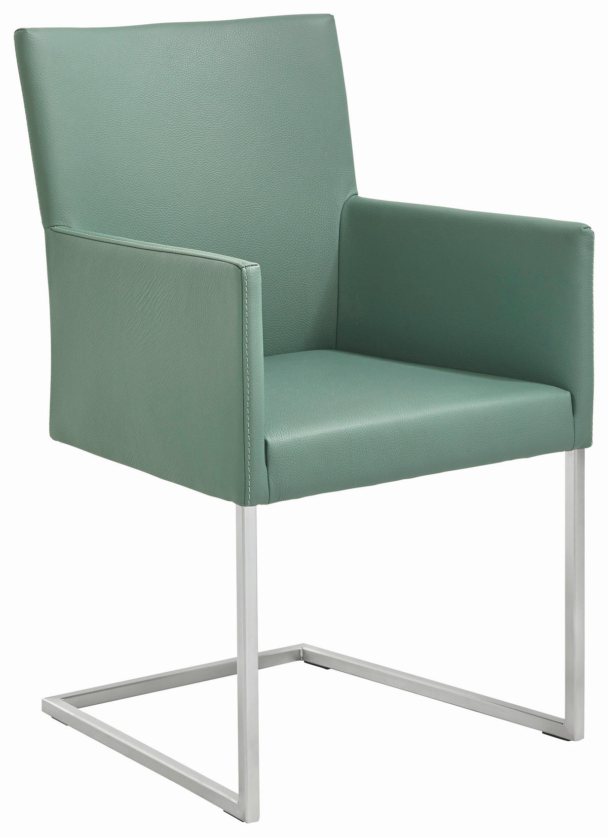 ARMLEHNSTUHL  in Kombination Echtleder/Lederlook pigmentiert  - Edelstahlfarben/Grün, Design, Leder/Metall (54/90,5/63cm) - Bert Plantagie