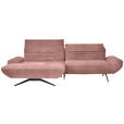 ECKSOFA  in Teddystoff Altrosa  170-195/280 cm  - Schwarz/Altrosa, Design, Textil/Metall (170-195/280cm) - Dieter Knoll