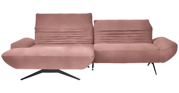 ECKSOFA  in Teddystoff Altrosa  170-195/280 cm  - Schwarz/Altrosa, Design, Textil/Metall (170-195/280cm) - Dieter Knoll