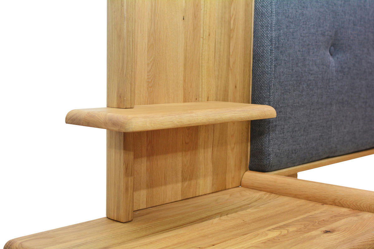 BETTANLAGE 180/200 cm  in Wildeiche, Anthrazit   - Wildeiche/Anthrazit, Konventionell, Holz/Textil (180/200cm) - Linea Natura