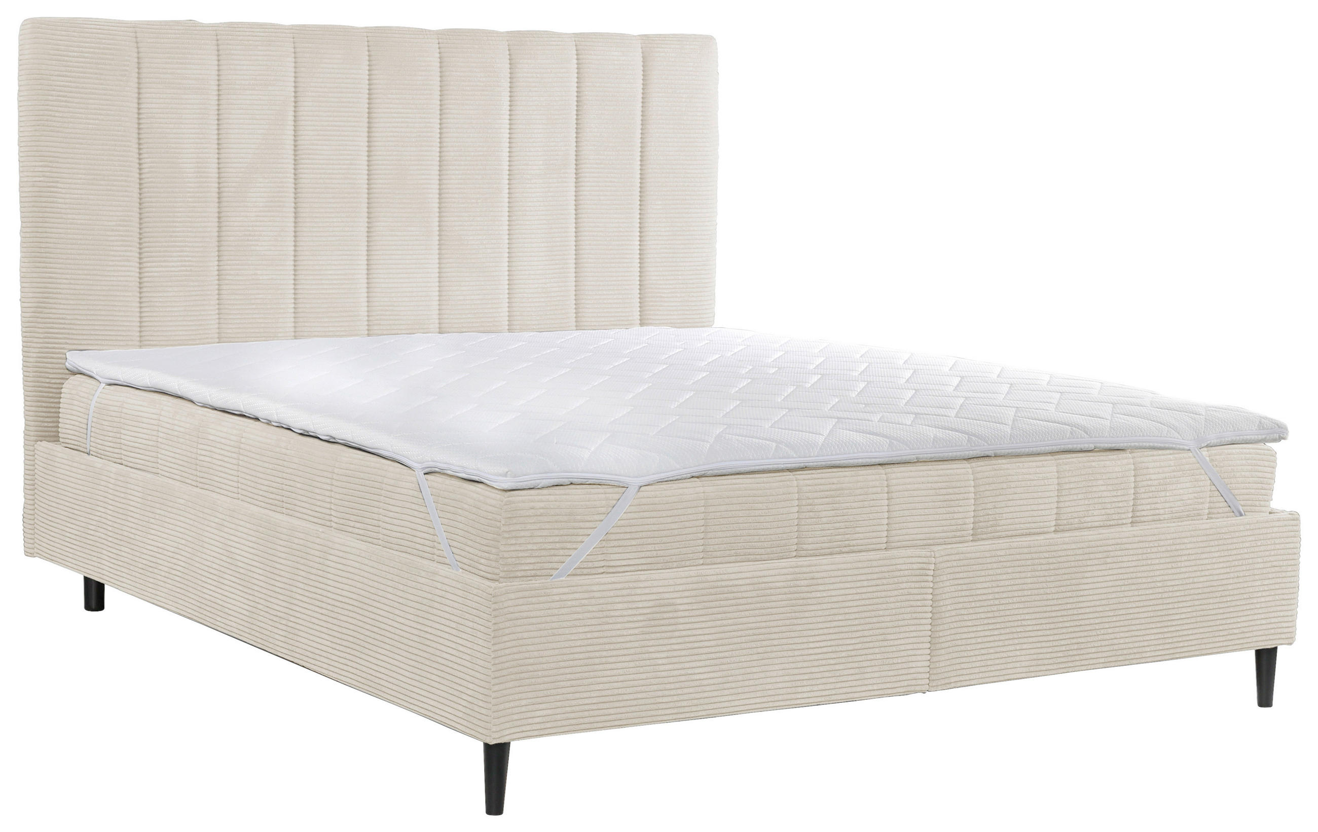 POLSTERBETT Matratze, Lattenrost 180/200 cm  in Creme  - Creme/Schwarz, LIFESTYLE, Holz/Textil (180/200cm) - Livetastic