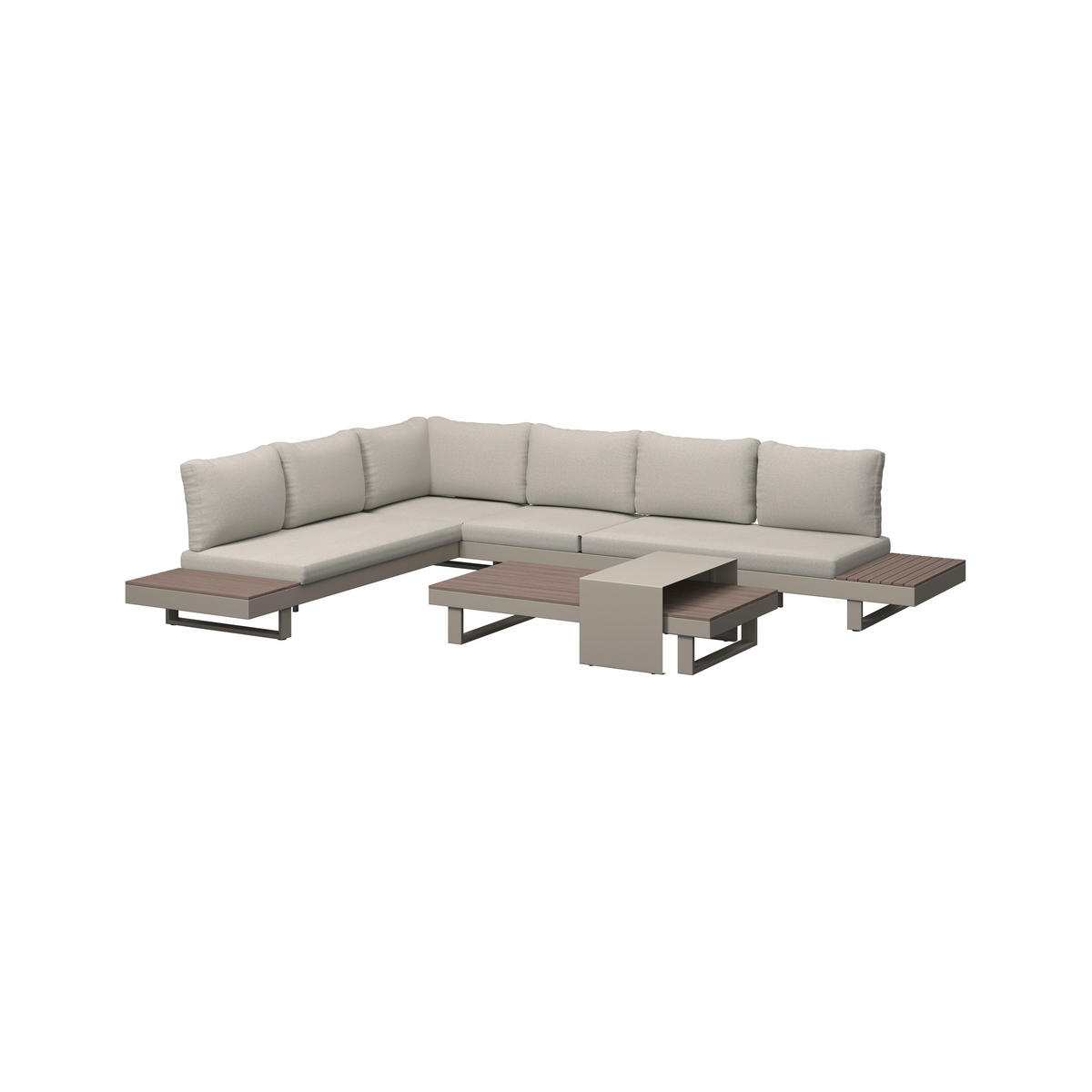 LOUNGEGARNITUR 4-teilig  245/329 cm  Aluminium  - Beige/Braun, MODERN, Kunststoff/Textil (245/329cm) - Ambia Garden