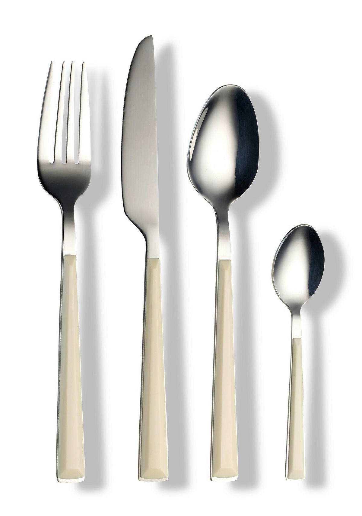 SADA PRÍBOROV ušľachtilá oceľ, 16-dielne - krémová/strieborná, Basics, kov/plast - Echtwerk