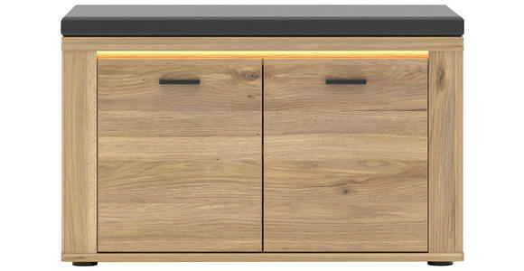 GARDEROBENBANK in 80/50/38 cm - Eichefarben/Schwarz, KONVENTIONELL, Holzwerkstoff/Textil (80/50/38cm) - Xora