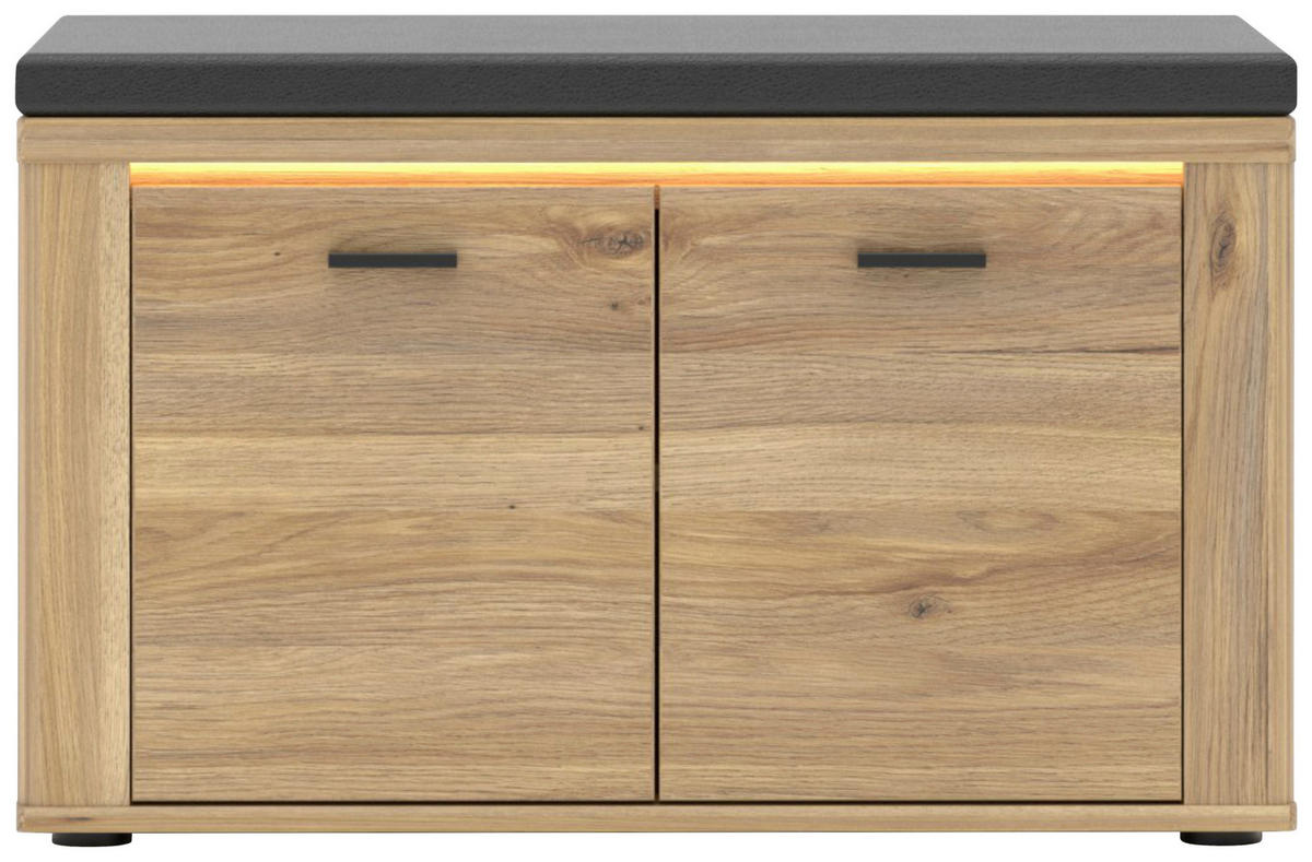 GARDEROBENBANK  in 80/50/38 cm  - Eichefarben/Schwarz, KONVENTIONELL, Textil (80/50/38cm) - Xora