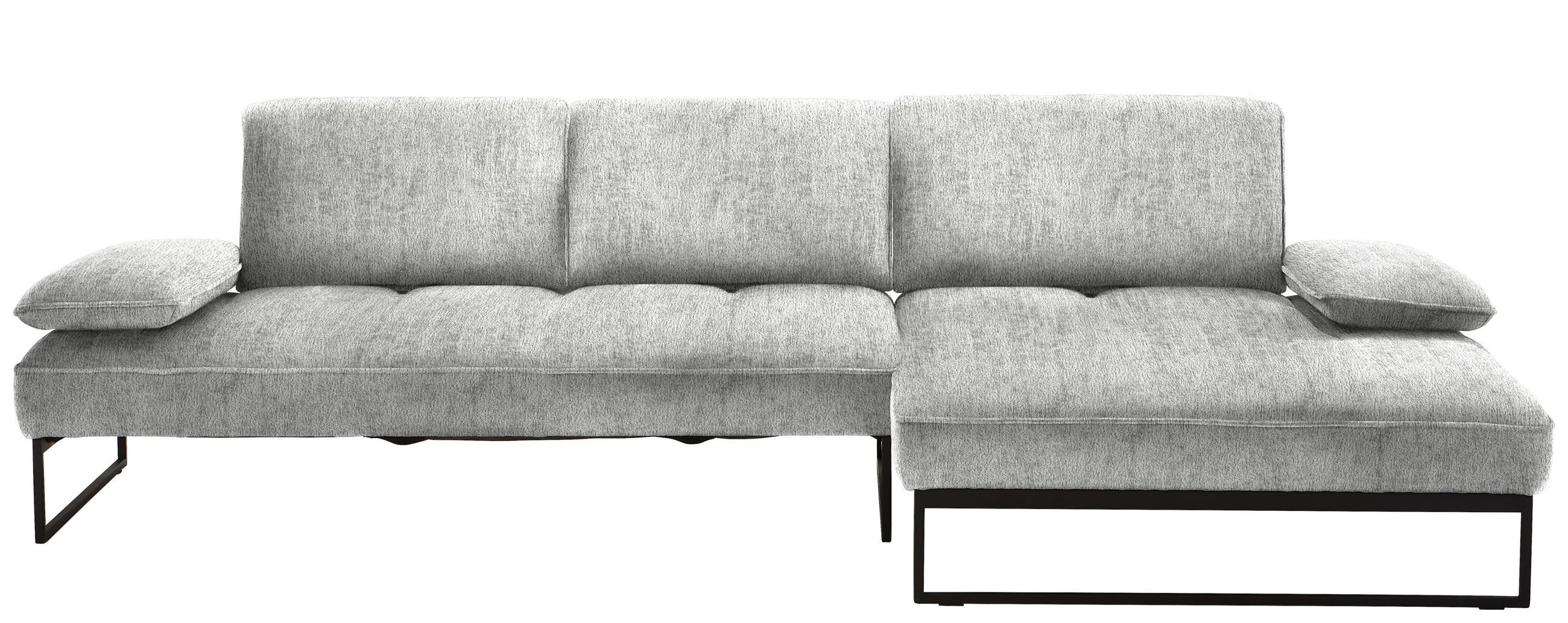 ECKSOFA in Chenille Hellgrau  - Anthrazit/Hellgrau, Design, Textil/Metall (310/160cm) - Joop!