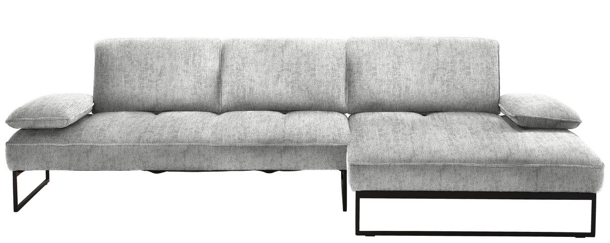 ECKSOFA in Chenille Hellgrau  - Anthrazit/Hellgrau, Design, Textil/Metall (310/160cm) - Joop!