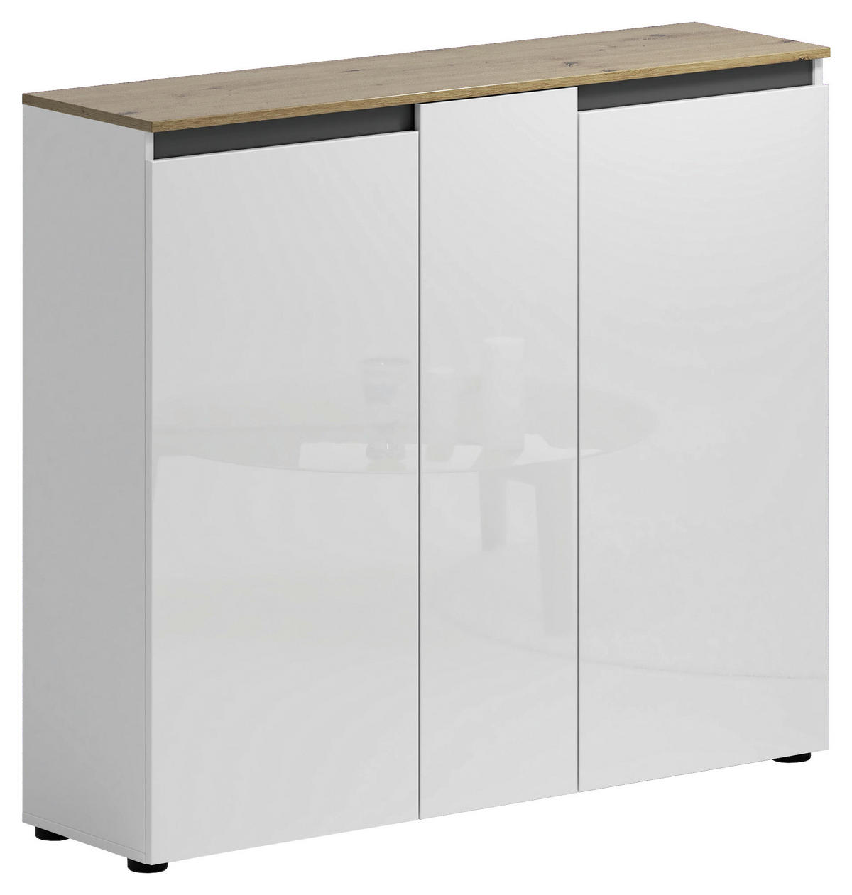 SCHUHSCHRANK Anthrazit, Weiß, Eiche Artisan  - Anthrazit/Schwarz, Design, Holzwerkstoff/Kunststoff (129,7/113,2/35,1cm) - Xora