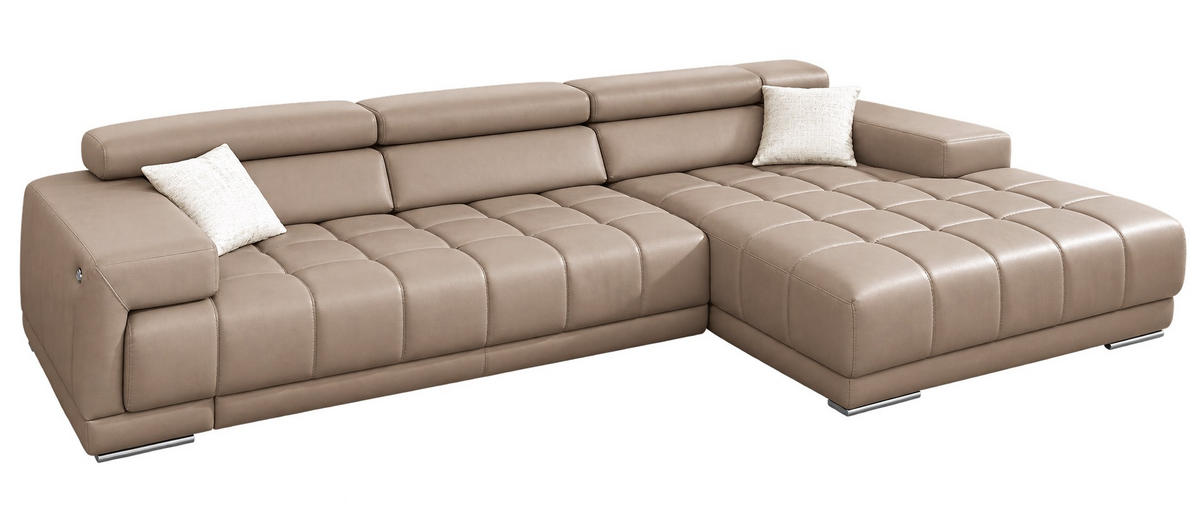 SAROKKANAPÉ bőr bézsbarna  - alumíniumszínű/bézsbarna, Design, bőr/fém (335/190cm) - Beldomo Speed