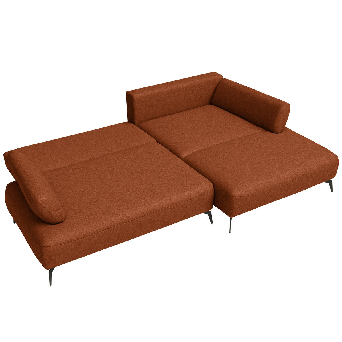 ECKSOFA Struktur Rostfarben  - Rostfarben/Schwarz, Design, Textil/Metall (284/186cm) - Lomoco