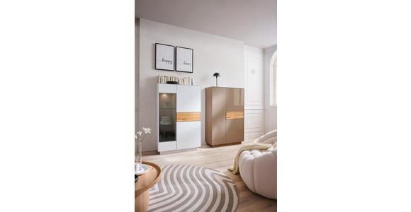 HIGHBOARD Taupe, Eichefarben  101/150/42 cm  - Taupe/Eichefarben, Design, Glas/Holz (101/150/42cm) - Novel