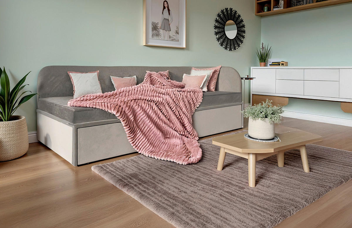 POLSTERBETT Matratze, Bettschubladen 90/200 cm  in Graphitfarben  - Graphitfarben, MODERN, Textil (90/200cm) - Livetastic