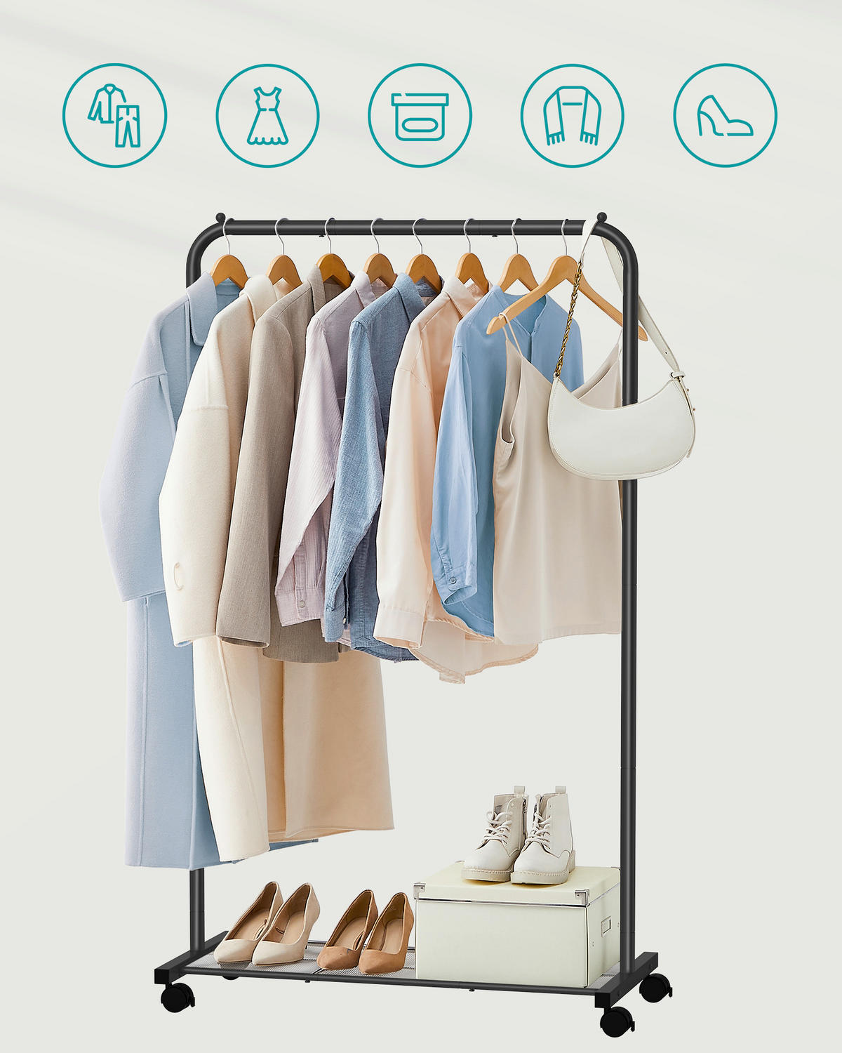 KLEIDERSTÄNDER in Schwarz 91/158/40 cm   - Schwarz, Trend, Kunststoff/Metall (91/158/40cm) - Boxxx