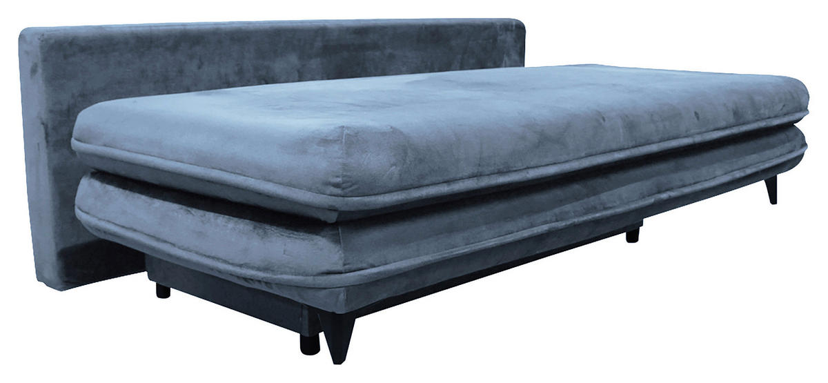 SCHLAFSOFA  mit Velours Hellblau  - Schwarz/Hellblau, Design, Kunststoff/Textil (217/73/86/106cm) - MID.YOU