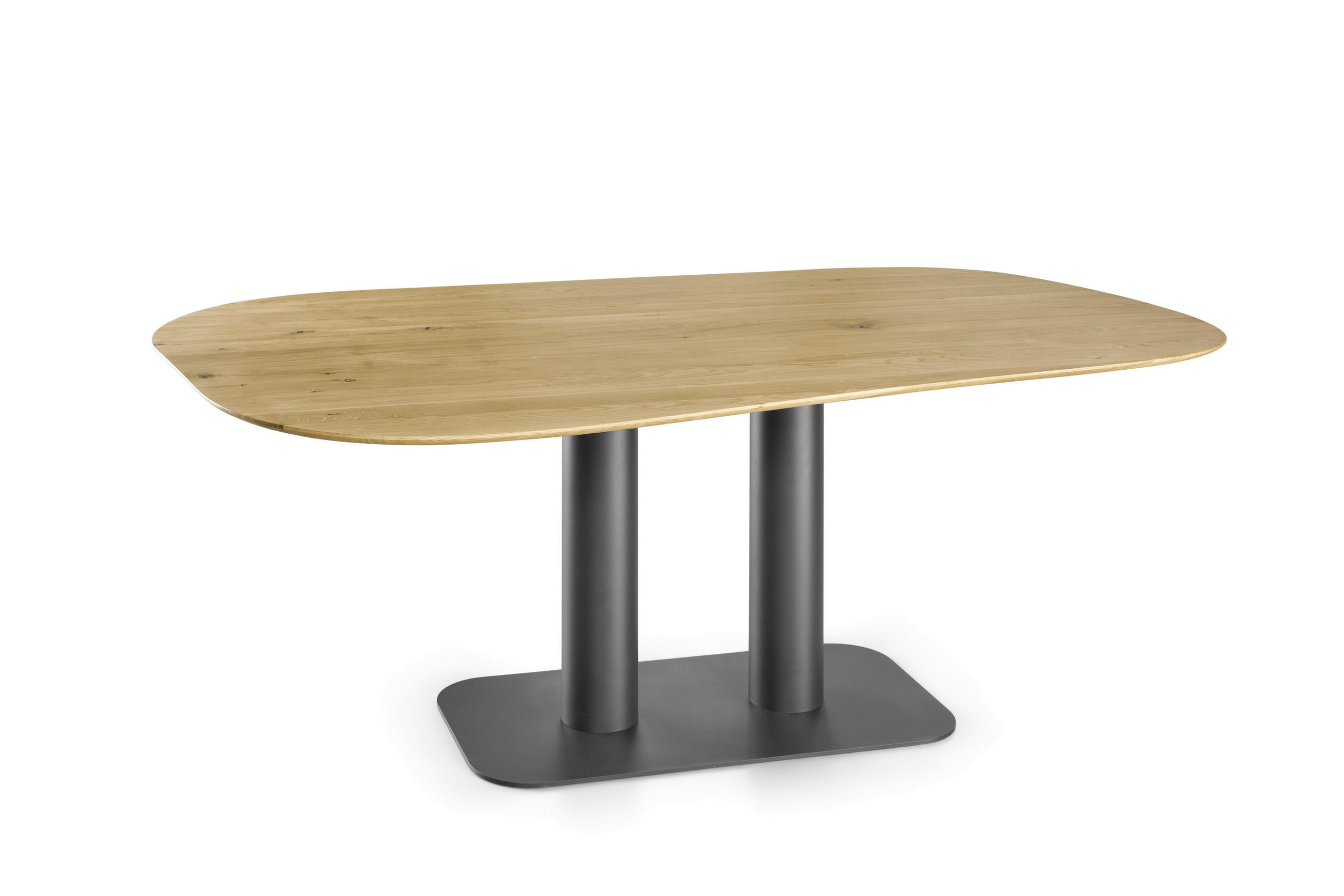 ESSTISCH Wildeiche massiv Freiform Eichefarben, Schwarz  - Eichefarben/Schwarz, Design, Holz/Metall (220/120/76cm) - Musterring