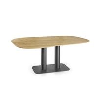 ESSTISCH Wildeiche massiv Freiform Eichefarben, Schwarz  - Eichefarben/Schwarz, Design, Holz/Metall (220/120/76cm) - Musterring