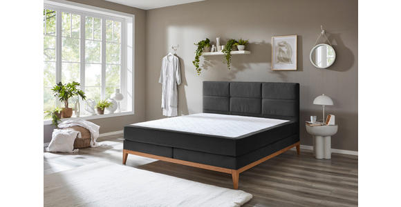 BOXSPRINGBETT 180/200 cm  in Anthrazit  - Eichefarben/Anthrazit, KONVENTIONELL, Holz/Textil (180/200cm) - Carryhome