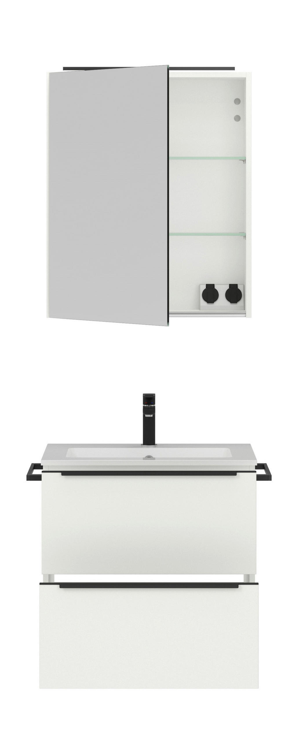 BADEZIMMER  in 61 cm  - Schwarz/Weiß, MODERN, Holzwerkstoff/Stein (61cm) - Nobilia