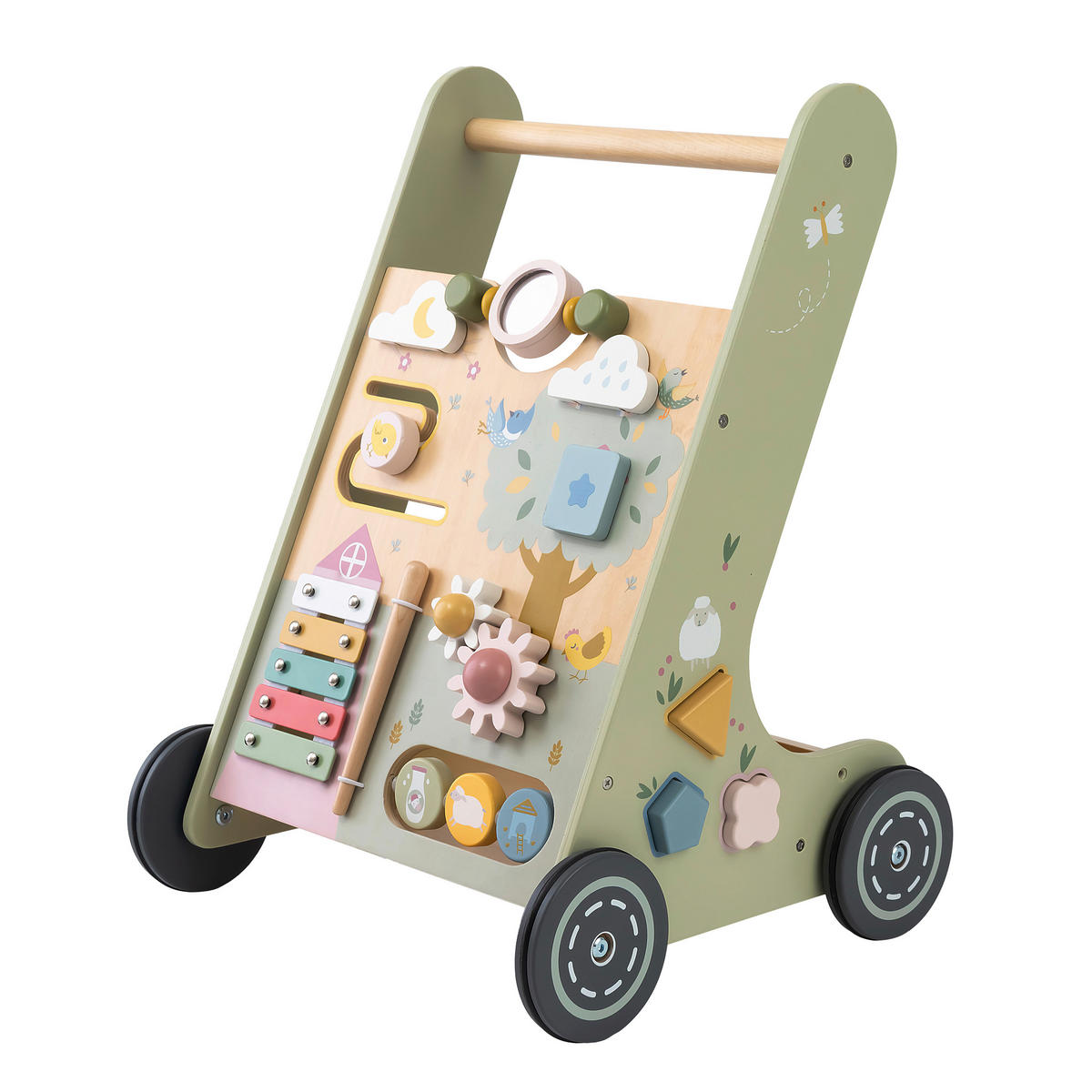 LAUFLERNWAGEN walker  - Pastellblau/Hellrosa, Basics, Holz/Holzwerkstoff (34,8/34/48,8cm) - My Baby Lou