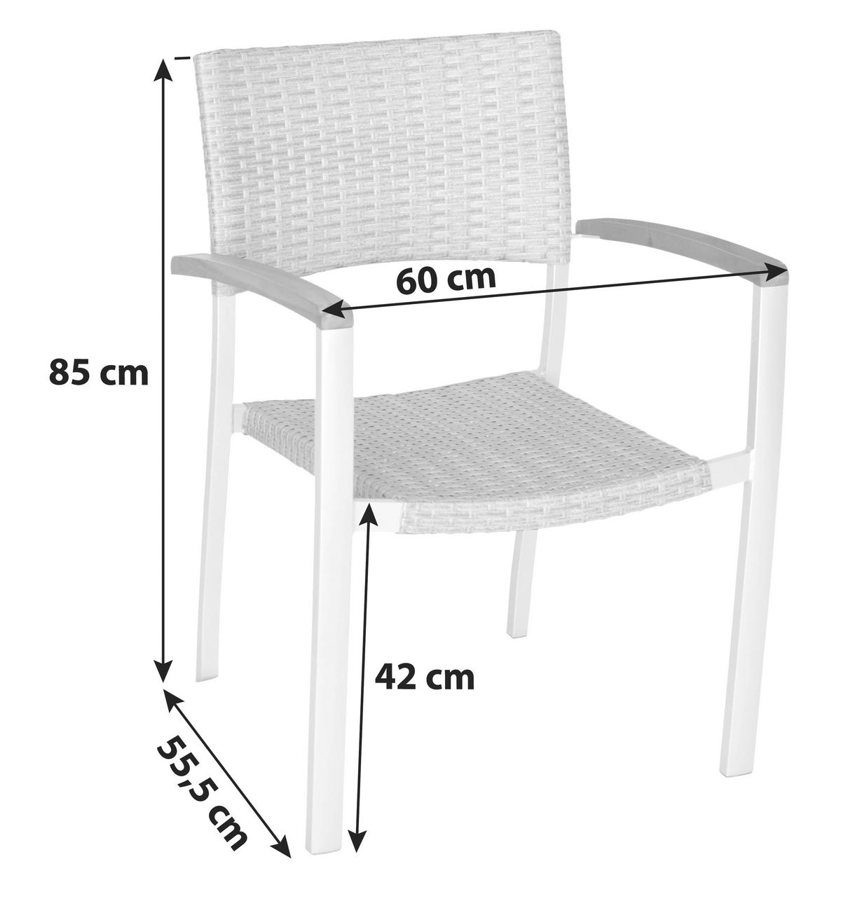 GARTENSESSEL-SET Akazie Aluminium Silberfarben, Akaziefarben, Beige  - Beige/Silberfarben, ROMANTIK / LANDHAUS, Holz/Kunststoff (60/85/55,5cm) - Gardenson
