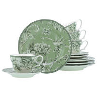 KAFFESERVIS Adelaide Grün 12 delar  - vit/grön, Basics, keramik - Creatable