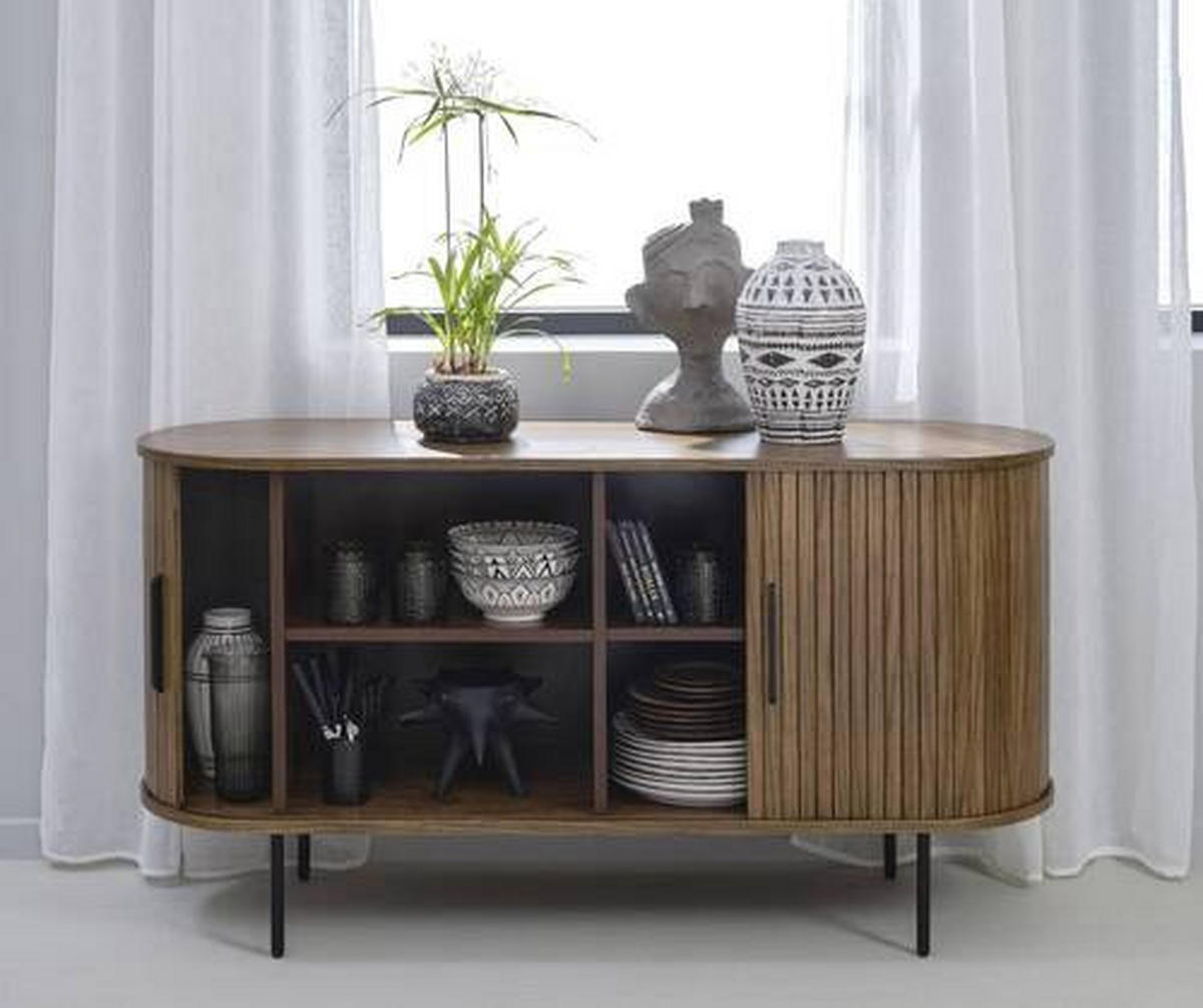 SIDEBOARD  in 140/76/45 cm  - Eiche dunkel/Schwarz, Trend, Holz/Holzwerkstoff (140/76/45cm) - home24