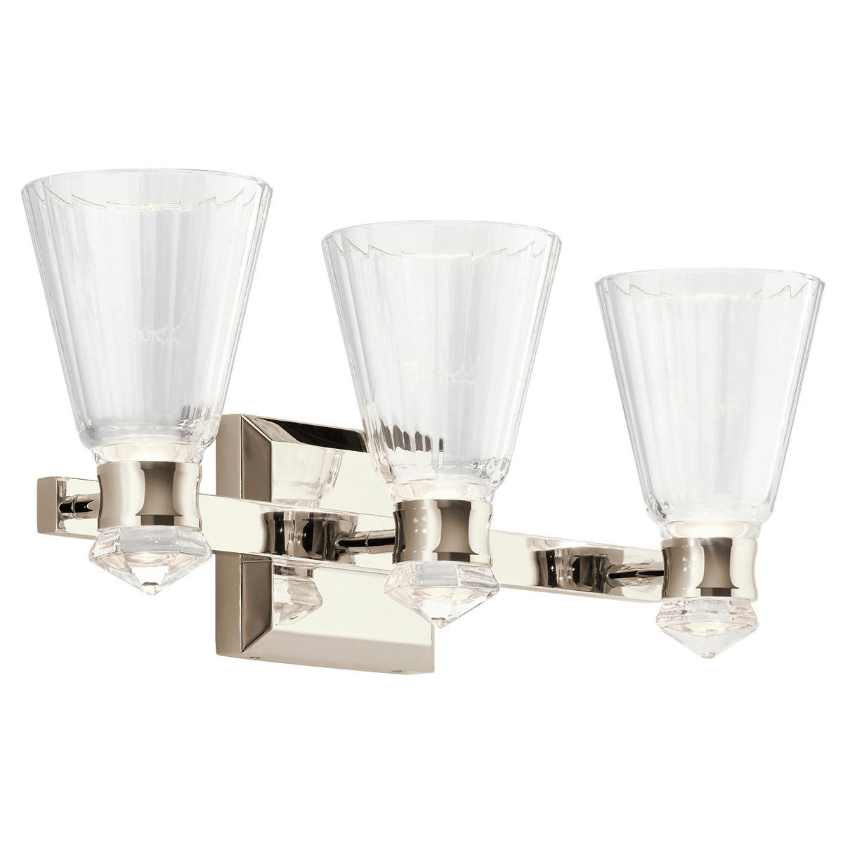 BADEZIMMER-WANDLEUCHTE 60.8/23/16.7 cm   - Nickelfarben, Design, Glas/Metall (60.8/23/16.7cm) - Elstead Lighting