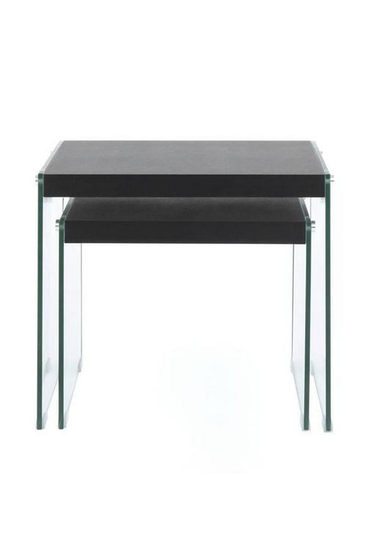 SIDOBORD SET i glas, trämaterial  - klar/svart, Basics, trämaterial/glas - Kayoom