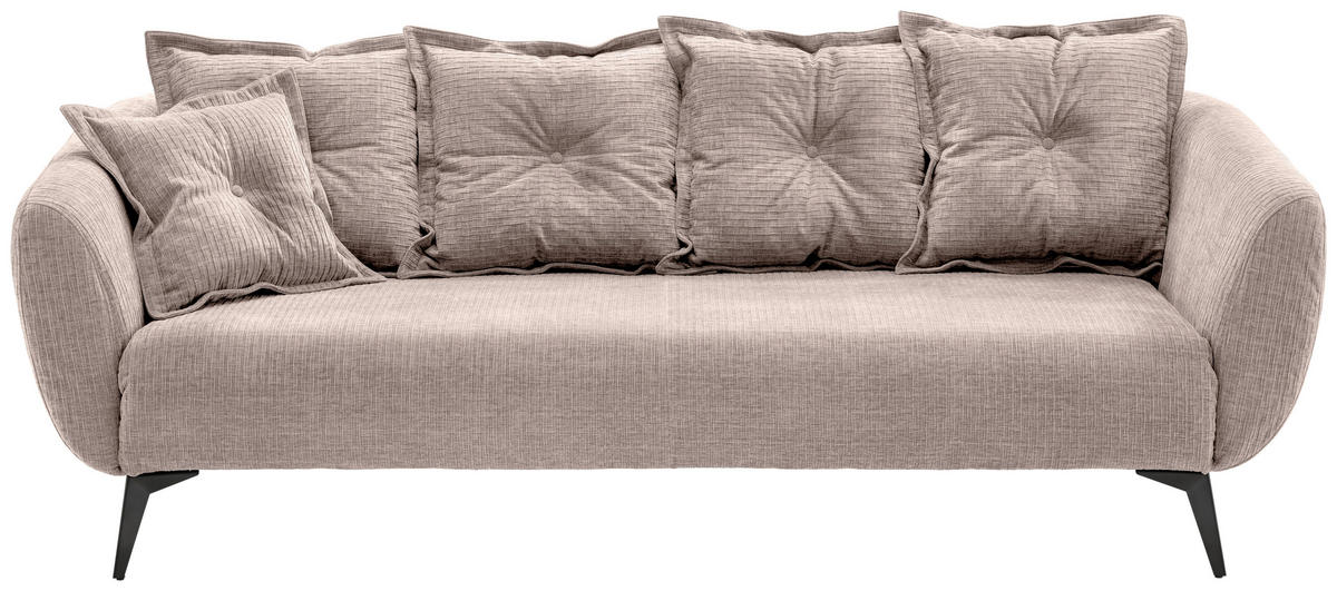 3-SITZER-SOFA  in Mikrofaser Beige  - Beige/Schwarz, MODERN, Textil/Metall (236/94/103cm) - Livetastic