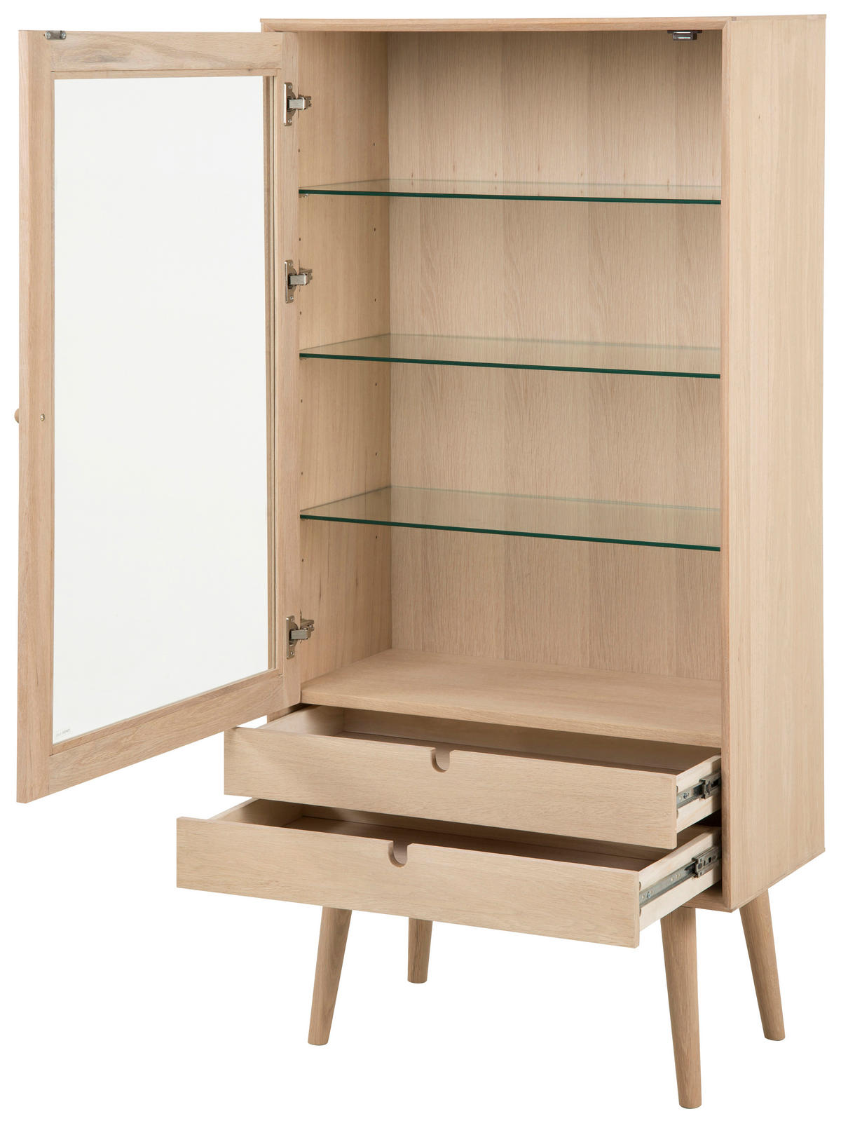 VITRINA, furnirano hrast barve hrasta - barve hrasta, Konvencionalno, steklo/leseni material (72/143,2/36cm) - MID.YOU