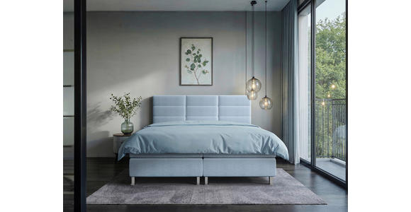 BOXBETT 180/200 cm  in Blau  - Chromfarben/Blau, KONVENTIONELL, Textil/Metall (180/200cm) - Carryhome