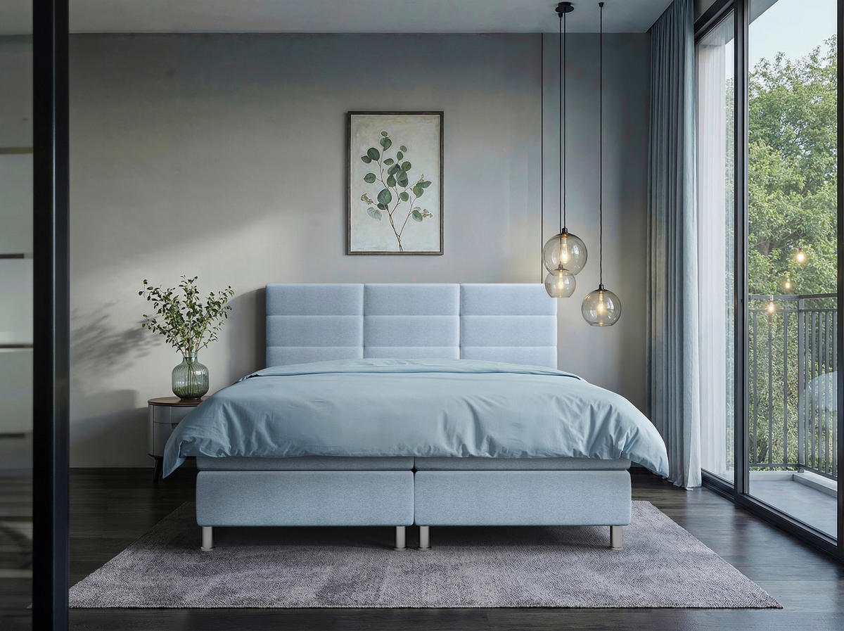 POSTELJA Z VZMETNICO 140 cm   x 200 cm  , tekstil modra  - barve kroma/modra, Konvencionalno, kovina/tekstil (140/200cm) - Carryhome