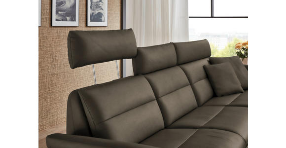 ECKSOFA in Echtleder Graubraun  300/157 cm  - Graubraun/Schwarz, Design, Leder/Metall (300/157cm) - Dieter Knoll