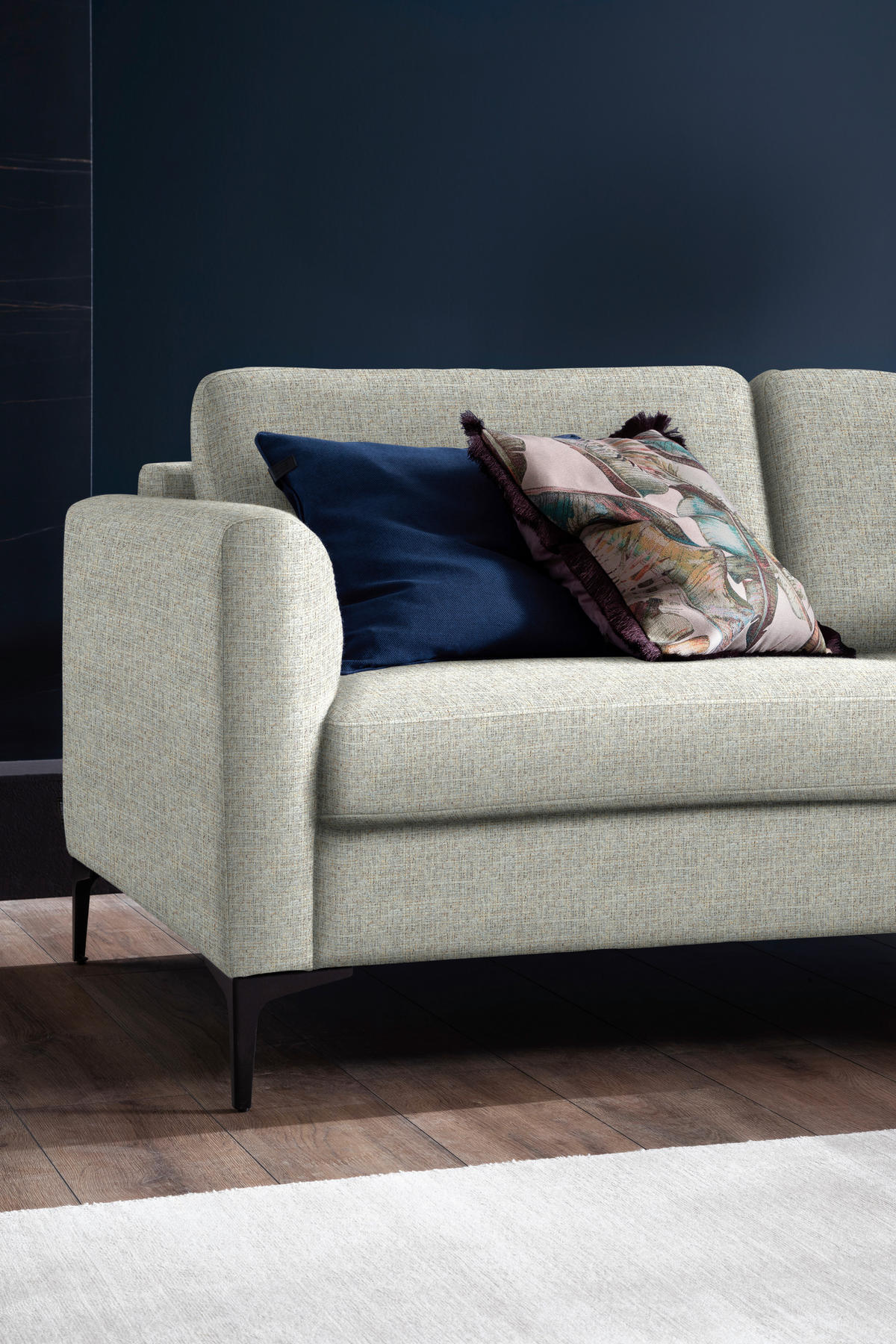ECKSOFA in Flachgewebe Naturfarben  310/195 cm  - Schwarz/Naturfarben, Design, Textil/Metall (310/195cm) - Schöner Wohnen