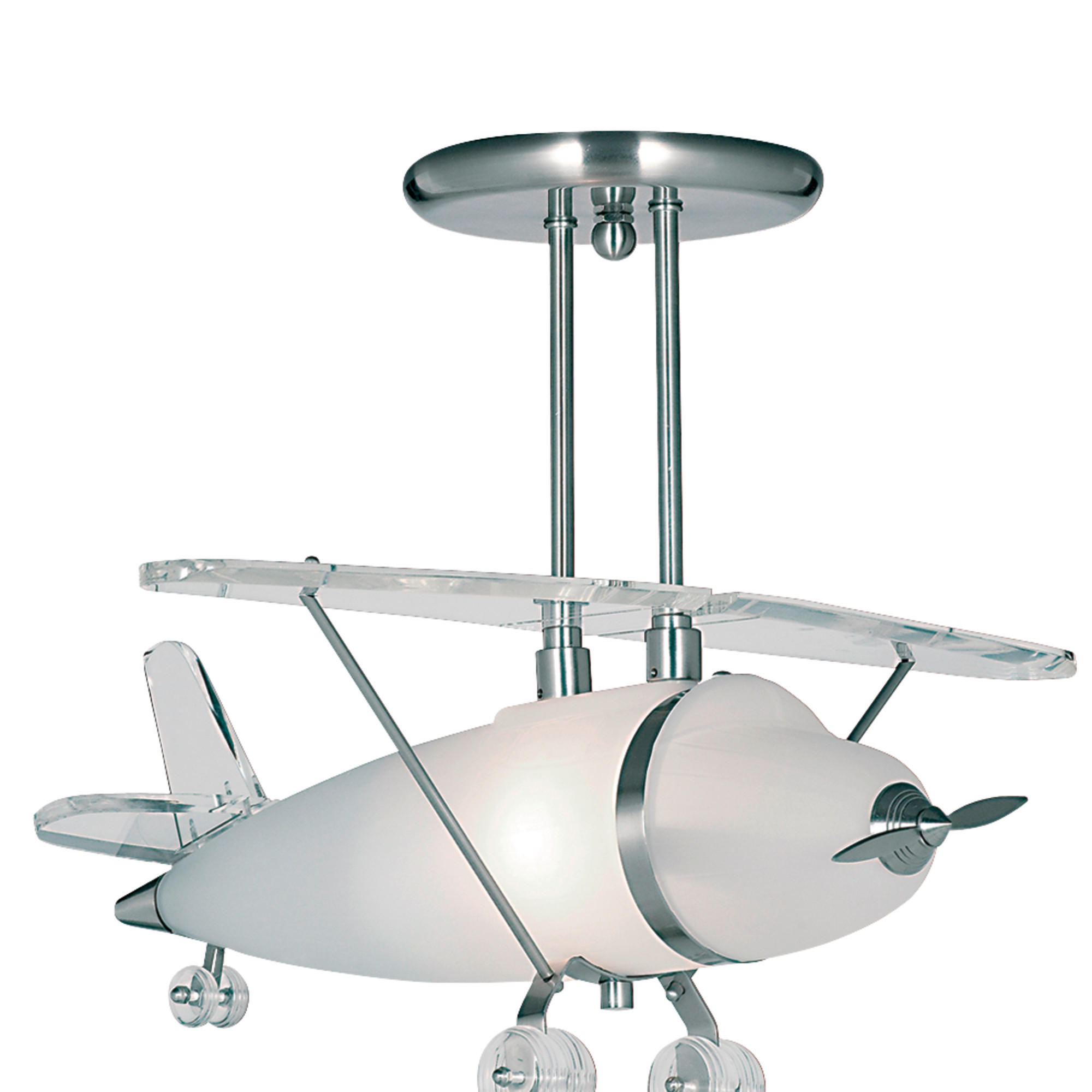 OTROŠKA VISEČA SVETILKA  NOVELTY AIRPLANE 737 60 W///220-240 V/ - srebrne barve, Trend, kovina/umetna masa (49/47/39cm)