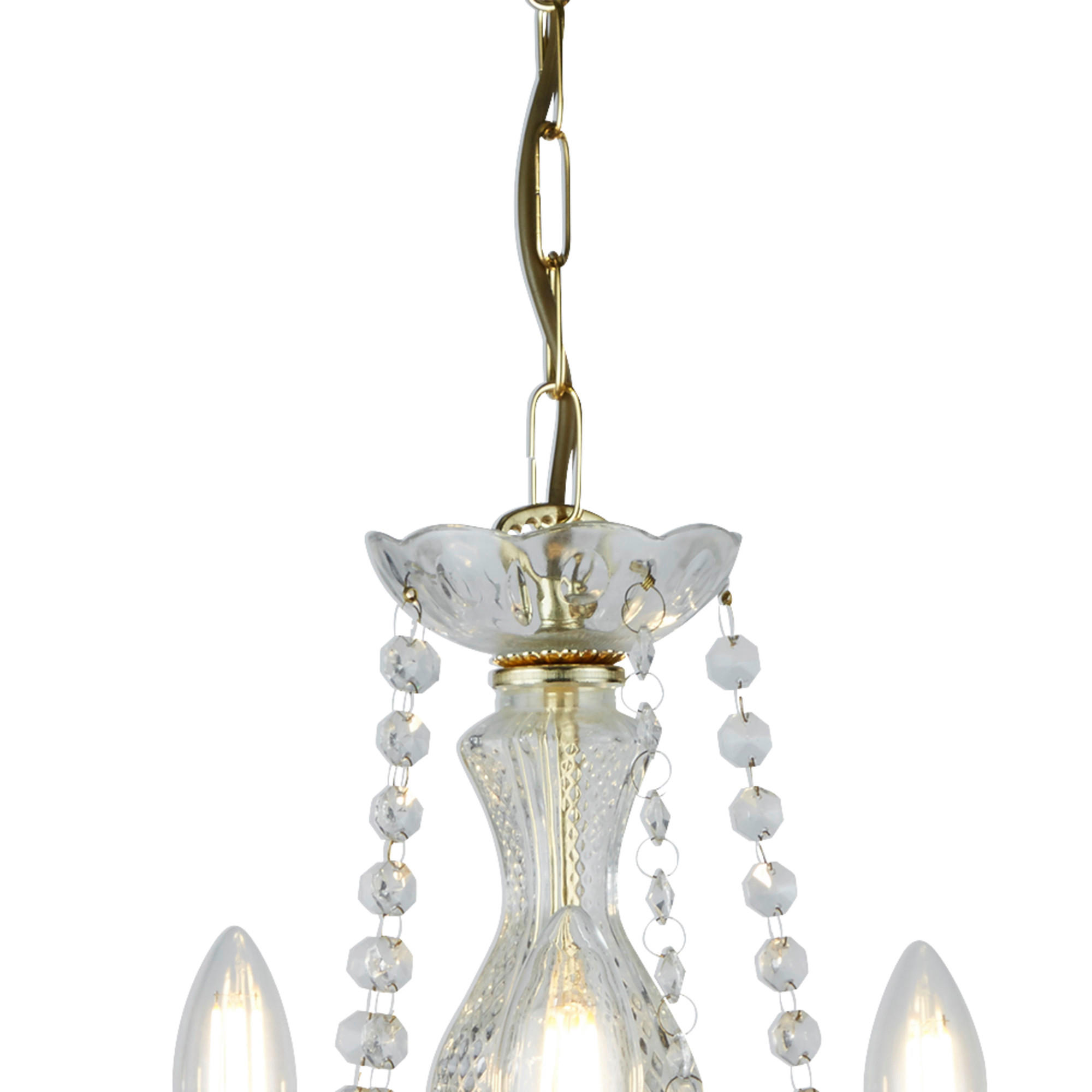 KRISTALL-HÄNGELEUCHTE 48/120 cm   - Goldfarben, KONVENTIONELL, Glas/Kunststoff (48/120cm)