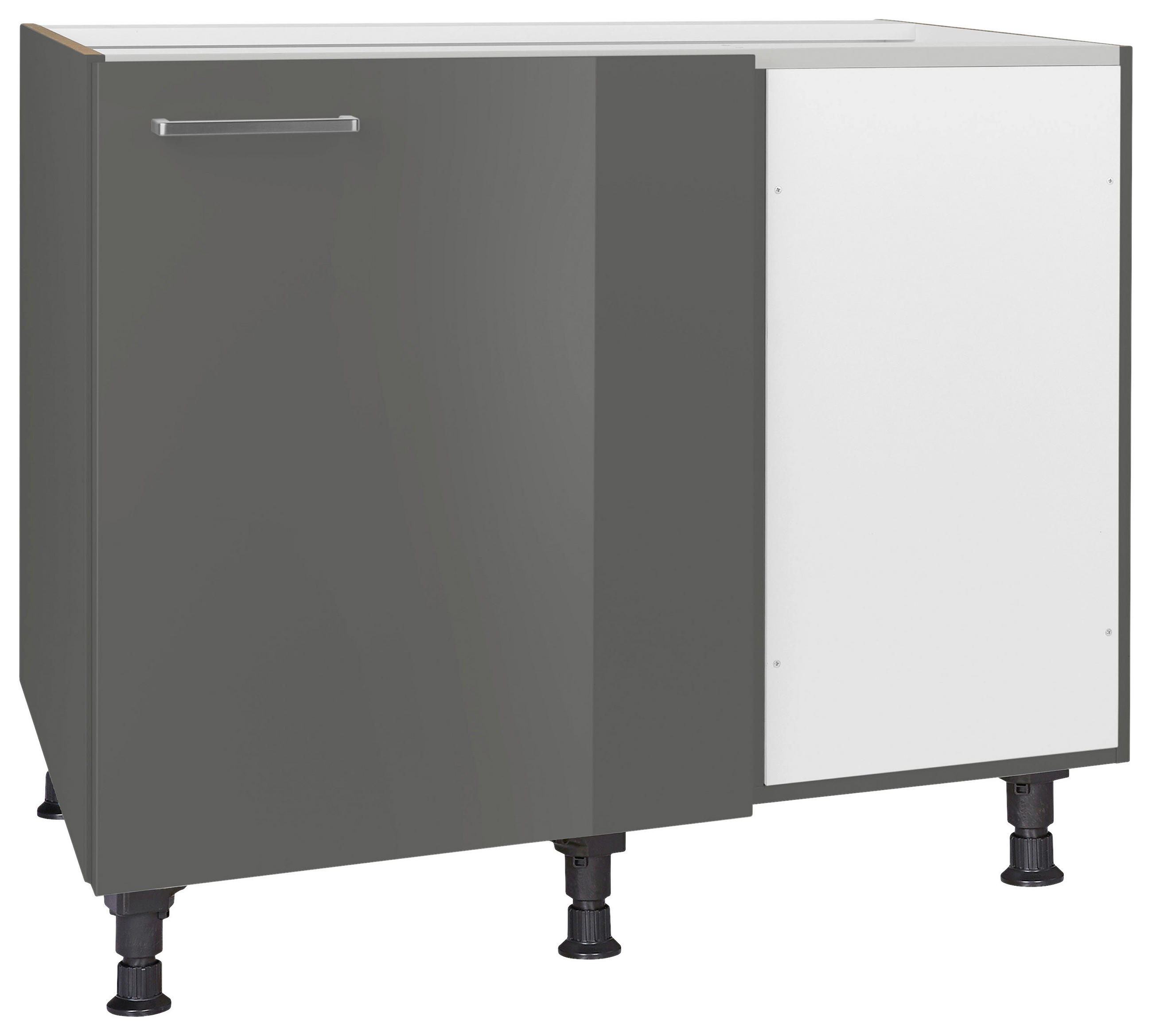 ECKUNTERSCHRANK 125/87/65 cm  - Schieferfarben/Edelstahlfarben, MODERN, Holzwerkstoff/Metall (125/87/65cm) - Nobilia