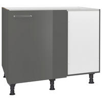 ECKUNTERSCHRANK 125/87/65 cm  - Schieferfarben/Edelstahlfarben, MODERN, Holzwerkstoff/Metall (125/87/65cm) - Nobilia