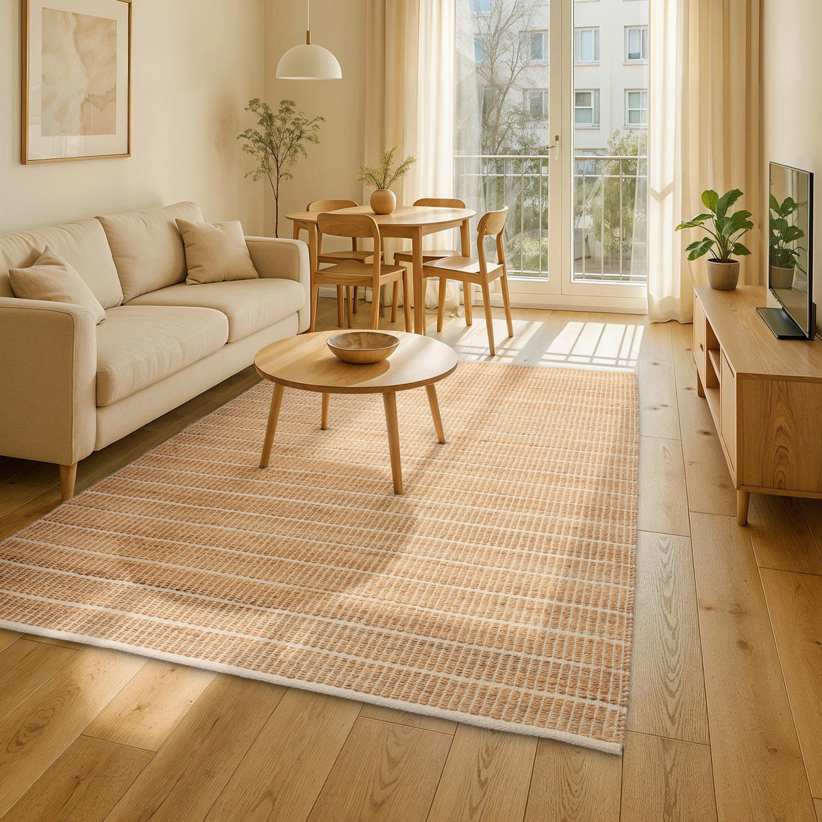 HANDWEBTEPPICH 60/110 cm Nalaya Naturfarben rechteckig  - Naturfarben, Basics, Textil (60/110cm) - Schöner Wohnen