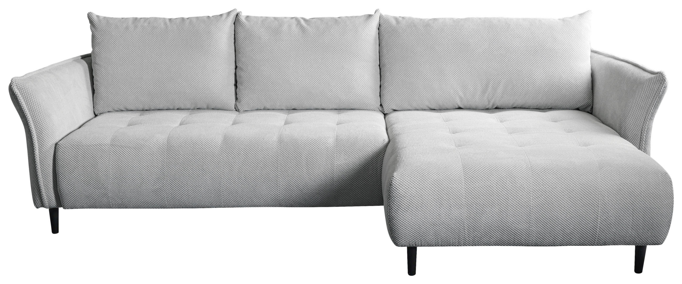ECKSOFA MONTE CARLO Hellgrau Struktur, Plüsch  - Hellgrau/Schwarz, Trend, Textil (290/160cm) - MID.YOU
