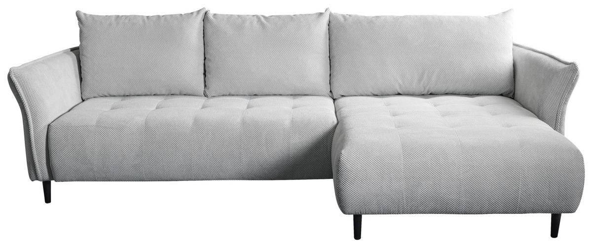 ECKSOFA MONTE CARLO Hellgrau Struktur, Plüsch  - Hellgrau/Schwarz, Trend, Textil (290/160cm) - MID.YOU