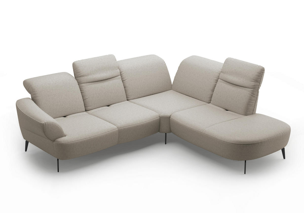 ECKSOFA DANCE E Taupe Flachgewebe  - Taupe/Schwarz, MODERN, Textil/Metall (302/270cm) - Sit & More