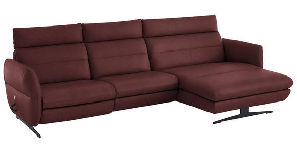 ECKSOFA in Echtleder Bordeaux  300/157 cm  - Bordeaux/Schwarz, Design, Leder/Metall (300/157cm) - Dieter Knoll