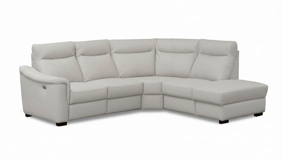 ECKSOFA Echtleder Platinfarben  - Platinfarben/Wengefarben, Design, Leder/Holz (260/229cm) - Livetastic