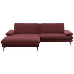 ECKSOFA in Velours Weinrot  - Weinrot/Schwarz, Design, Textil/Metall (184/284cm) - Dieter Knoll