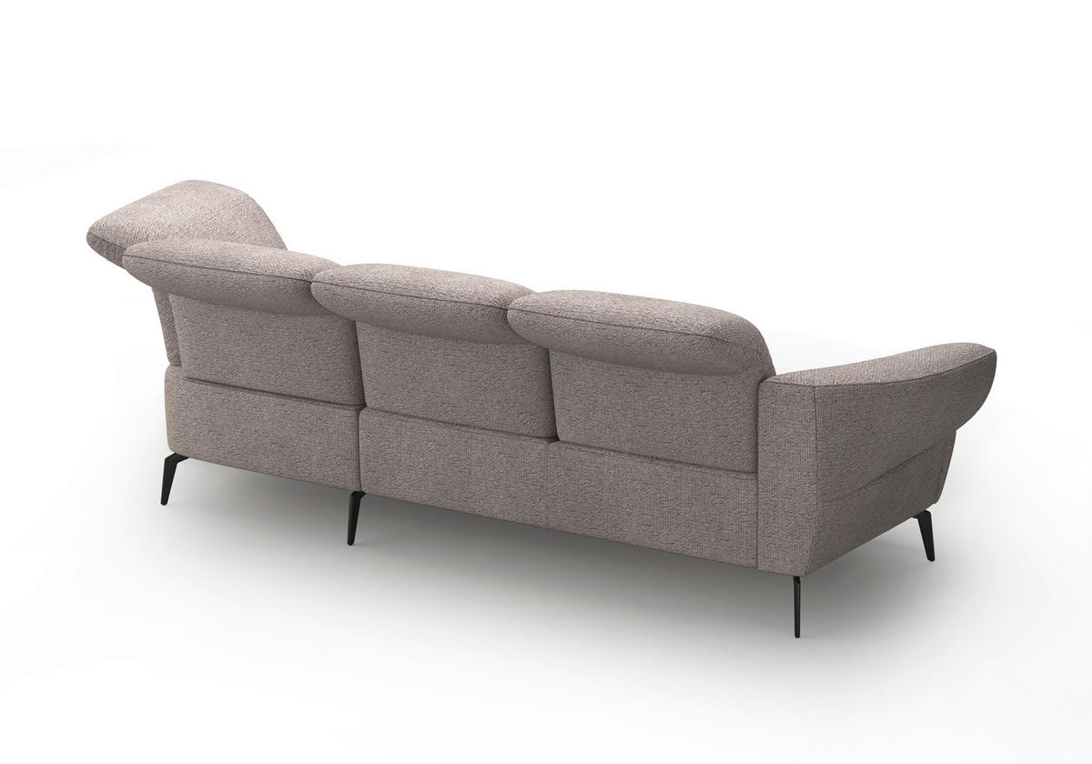 ECKSOFA DANCE E Silberfarben Chenille  - Silberfarben/Schwarz, MODERN, Textil/Metall (313/208cm) - Sit & More